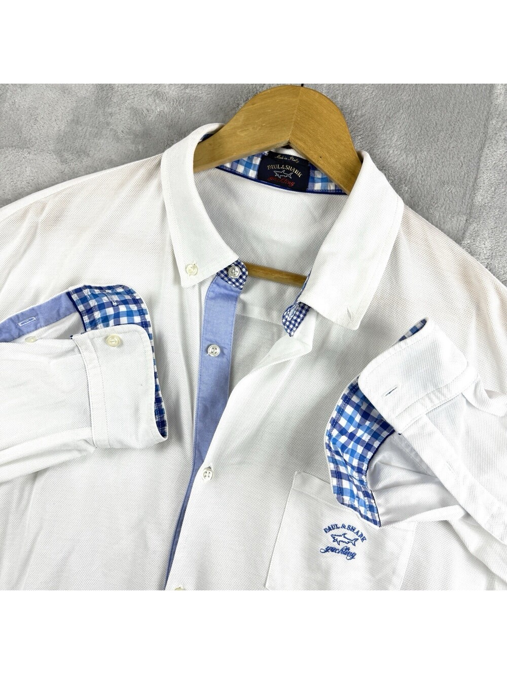 Paul & Shark Yachting Button Up Shirt LS Soft Cotton Italy Made Men XXL Luxury